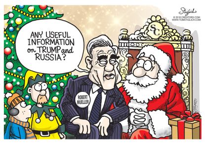 Political cartoon U.S. Robert Mueller probe Trump Russia Santa Christmas