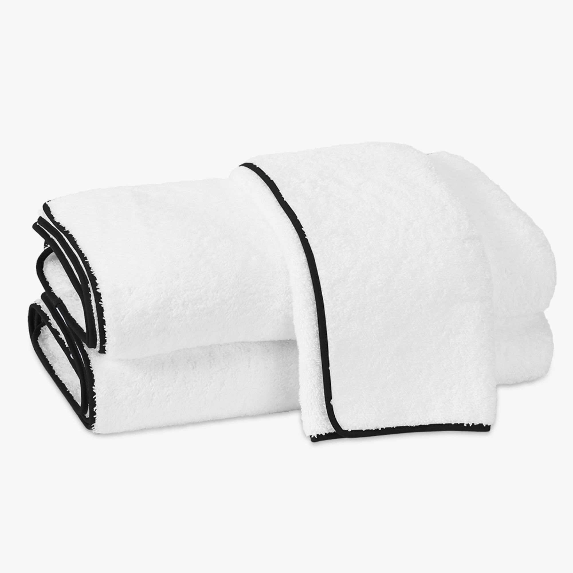 cairo white washcloths with black trim