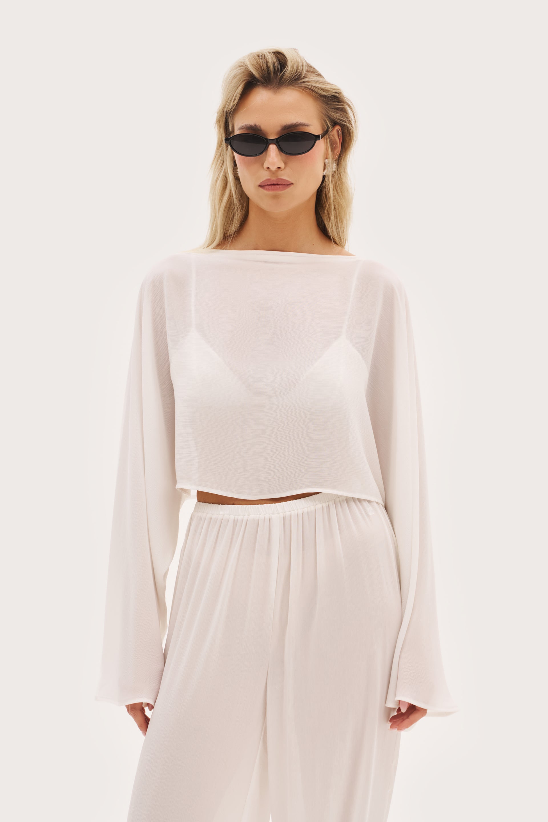 Palm Long Sleeve Top - White - Xs-S