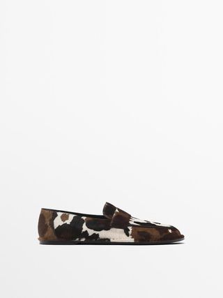 massimo dutti, Printed Fur Loafers