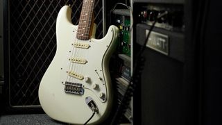 This Squier JV Strat from Guitars: The Museum in Sweden is an example of the big-headstock spec that Fender wanted to trial in the US market.