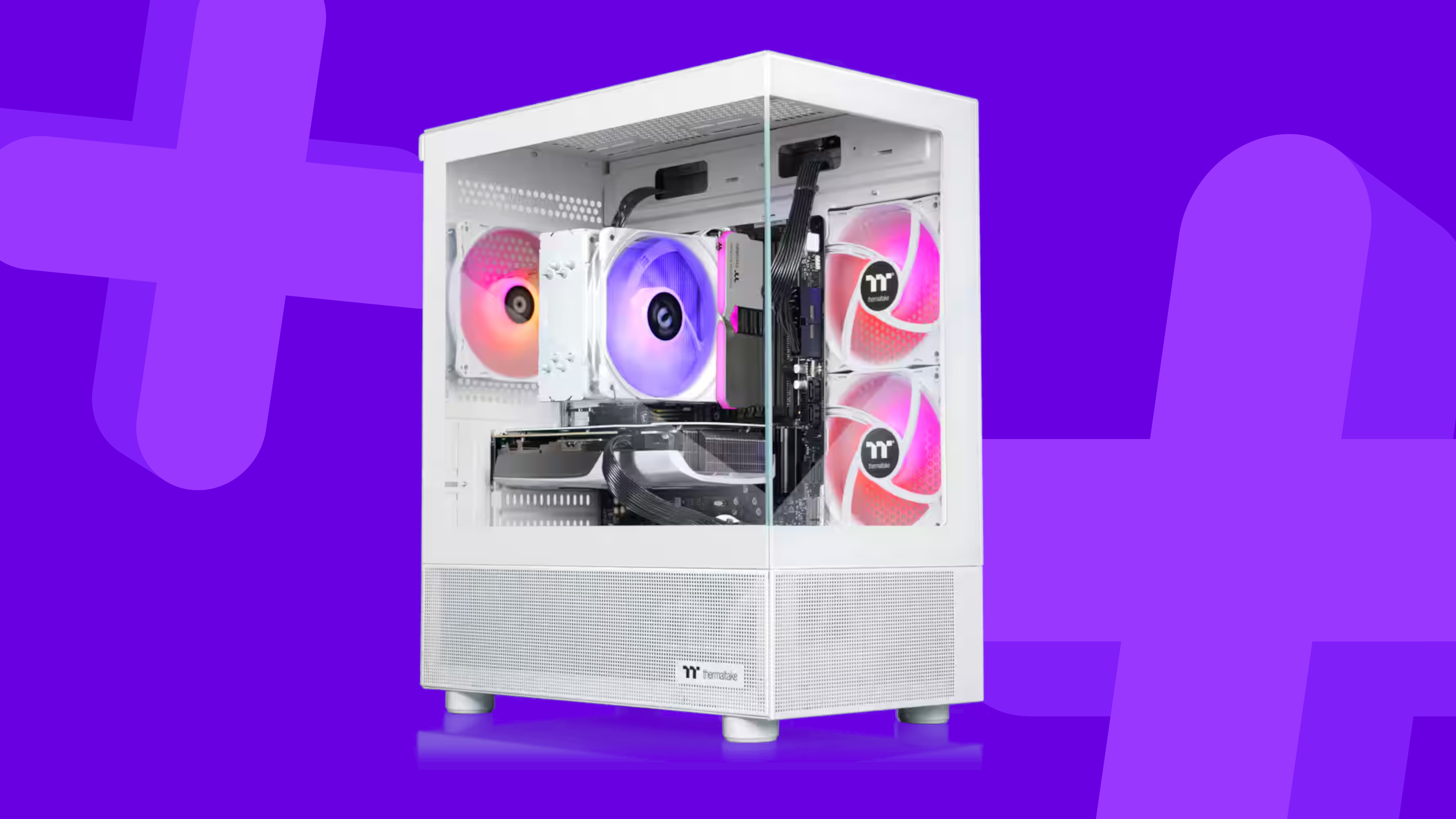 Thermaltake gaming PC on a purple background