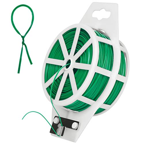 Tenn Well 100m Green Garden Wire, Plant Wire Twist Ties With Cutter