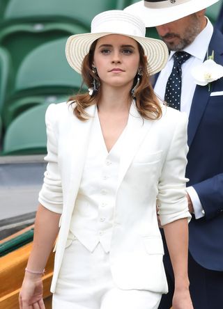 Emma Watson's all-white ensemble at Wimbledon 2018