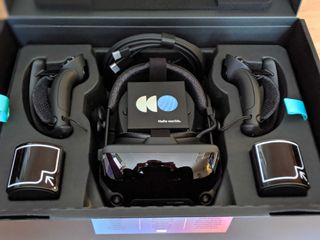 Valve Index packaged in box with controllers and accessories
