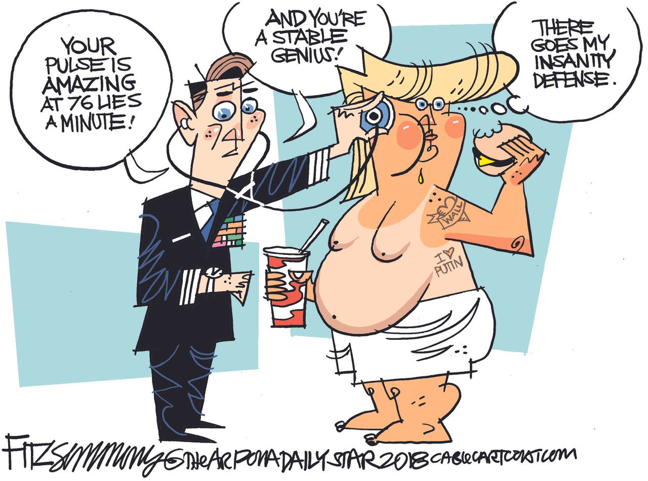 Political cartoon U.S. Trump health stable genius