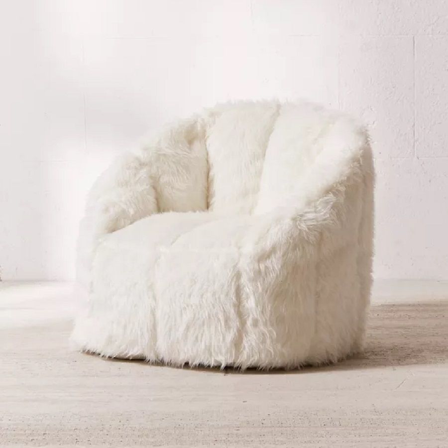 A high pile shaggy accent chair