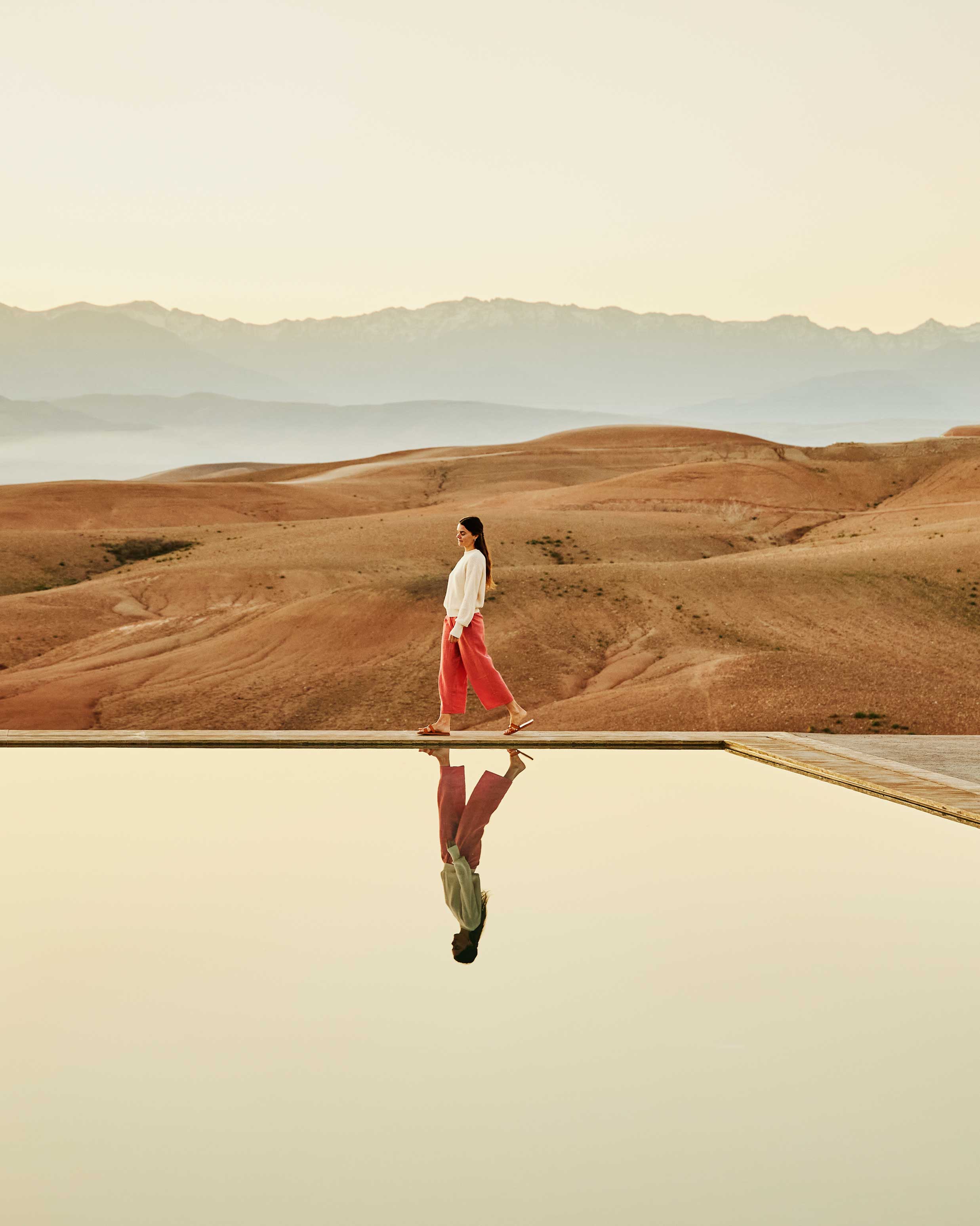 woman in desert by pool