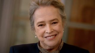 Screenshot close-up of Kathy Bates' Matlock smiling in CBS teaser