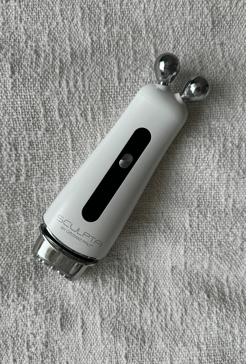 A gif with pictures of Eleanor testing different skin tools