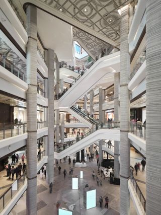 Interior with dramatic height and staircase system