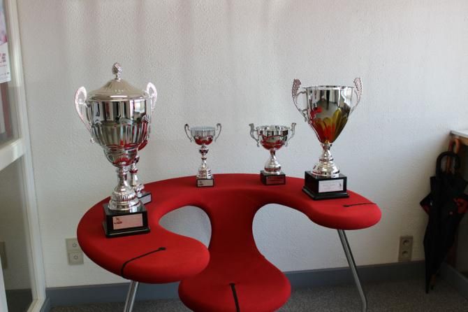 Trophies from the team's victories