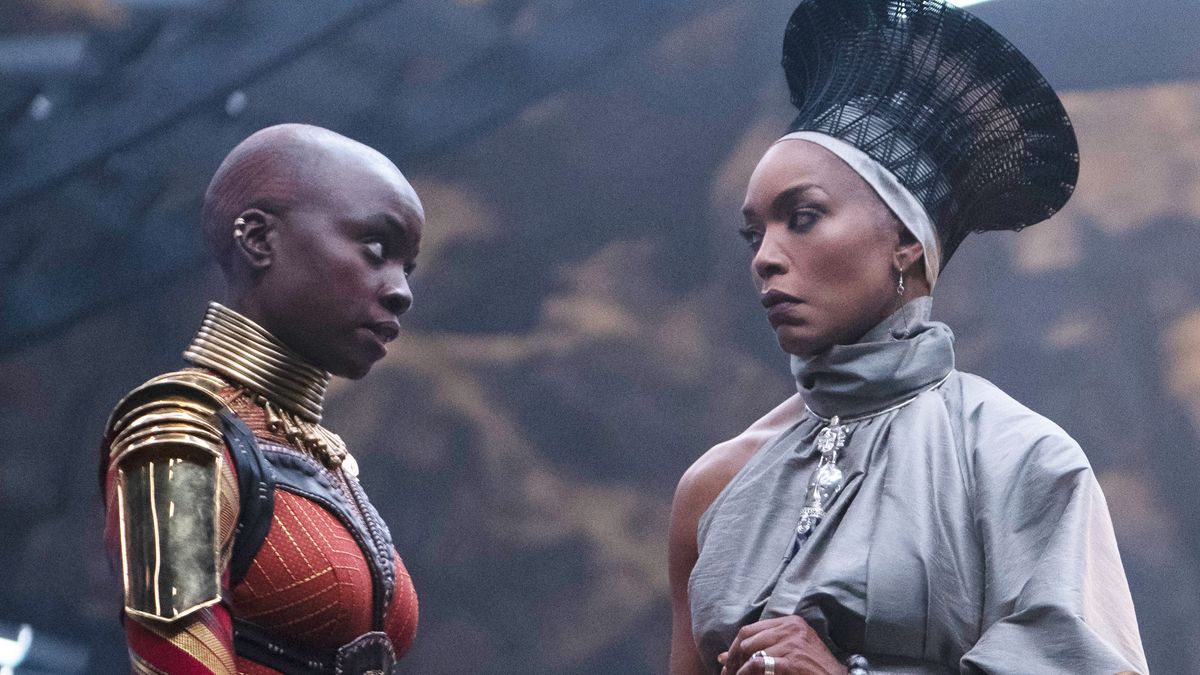 (L-R): Danai Gurira as Okoye and Angela Bassett as Ramonda in BLACK PANTHER: WAKANDA FOREVER