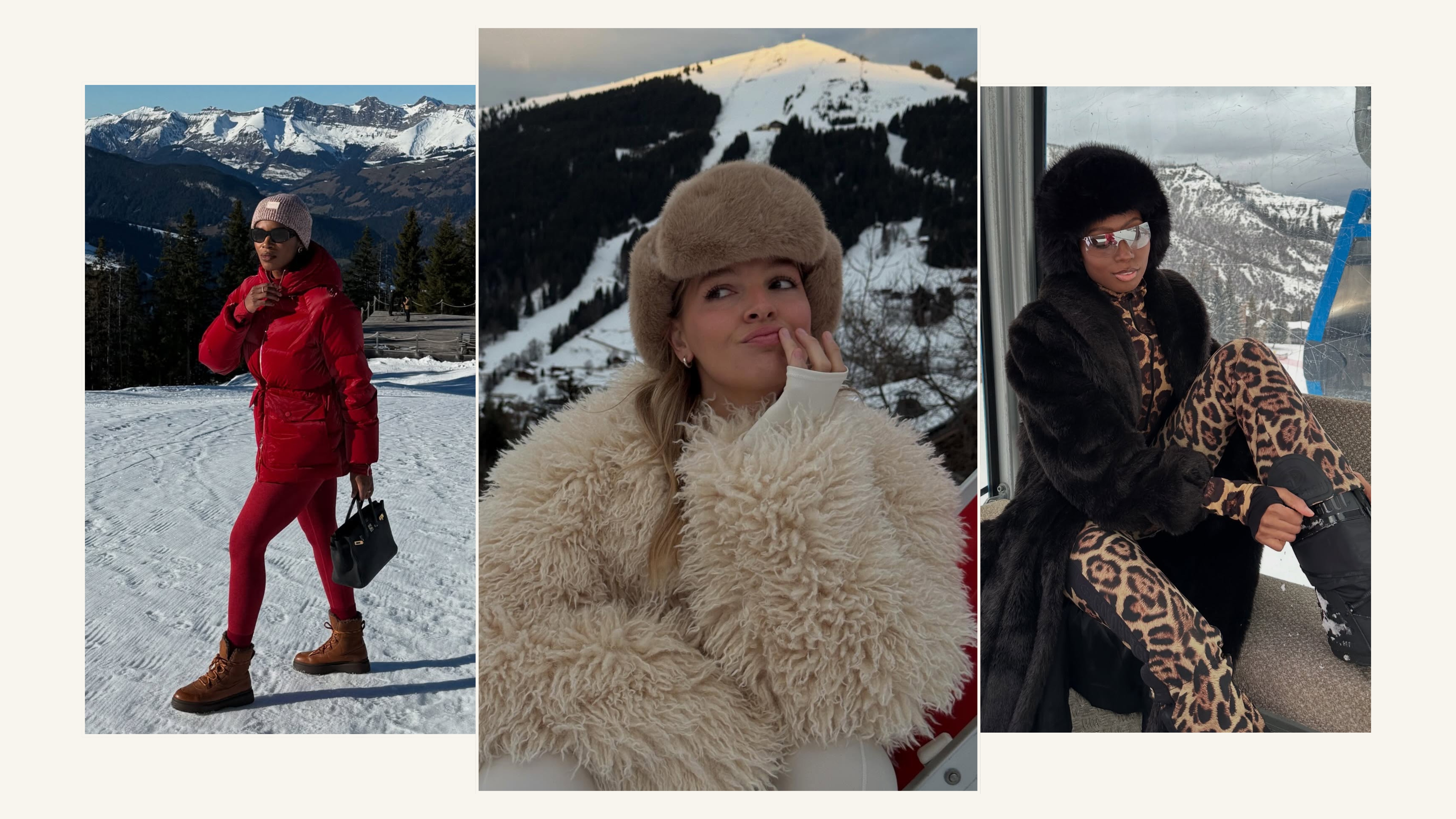 A collage of women wearing ski trends 2026.
