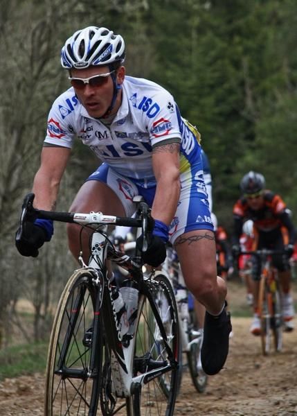 Rider from ISD Continental team struggling on the Gravel road