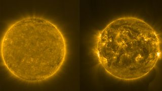 A compariosn between the sun before and during solar maximum