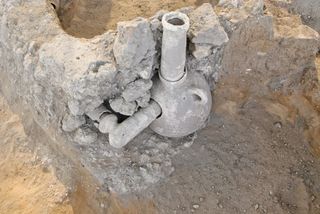 A network of pipes, some made of terra cotta and connected with stone jars, led to the fountain discovered in Ramla in central Israel.