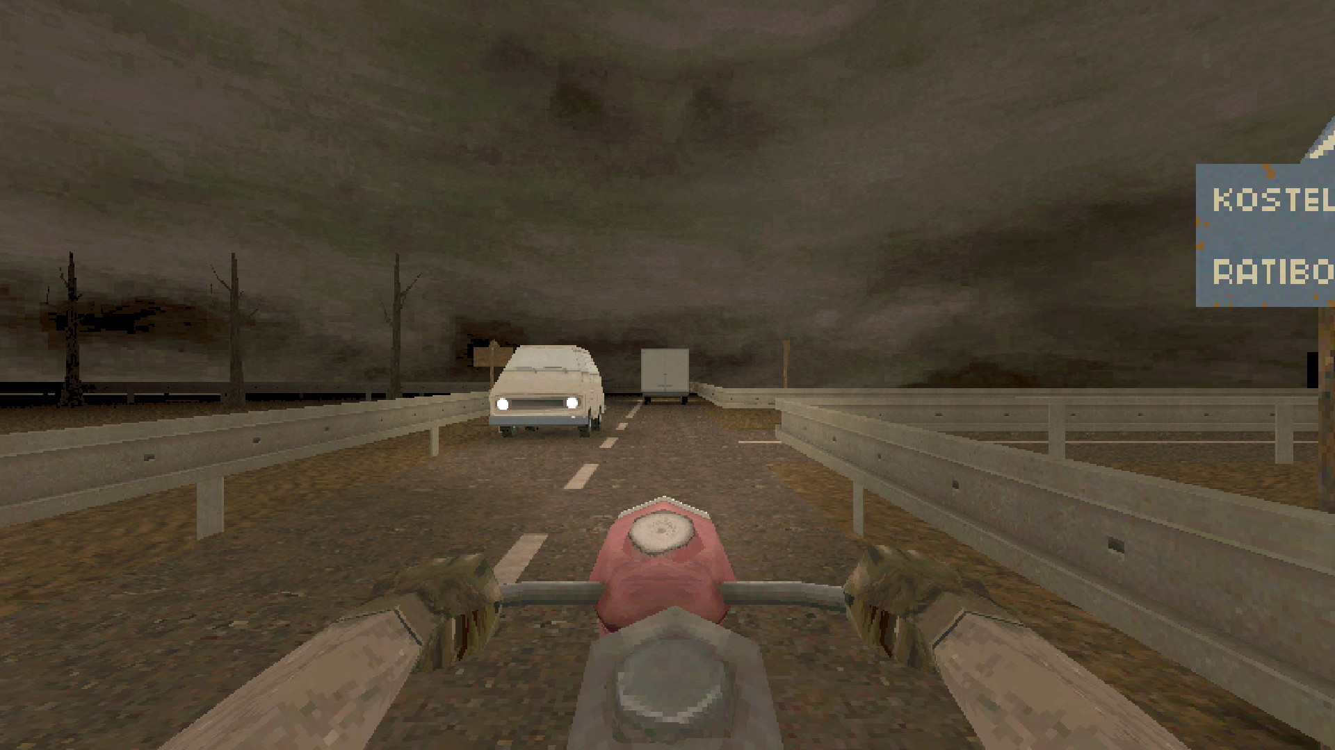 first person view of motorcycle driving from late in Hrot's second episode