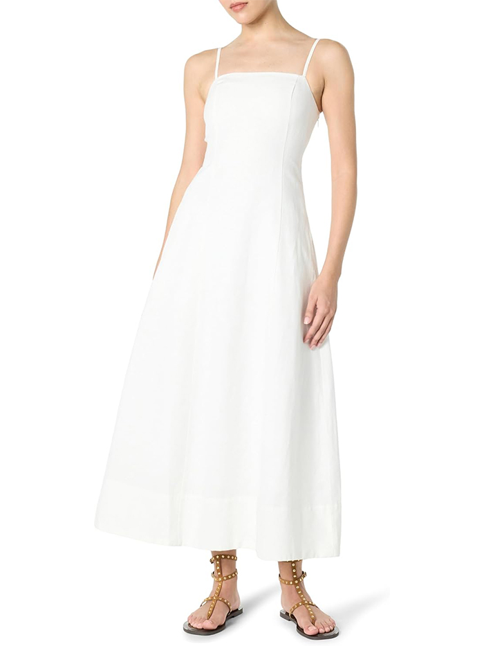 The Drop, The Drop Women’s Daphne Square Neck Linen Maxi Dress, White, S