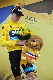 Chris Froome (Sky) took another bouquet, and another lion after his Mont Ventoux win