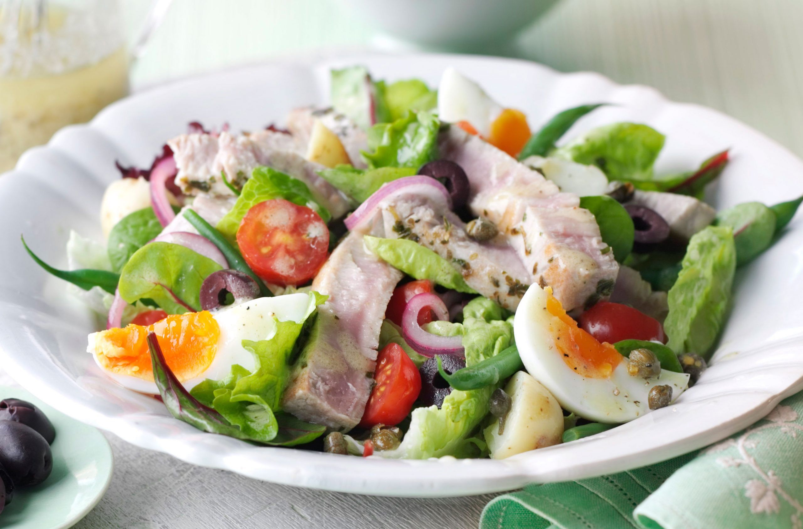 Poached egg salad Nicoise recipe