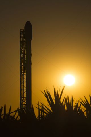 SpaceX's Falcon 9 Rocket on Pad With JCSAT-14 Satellite