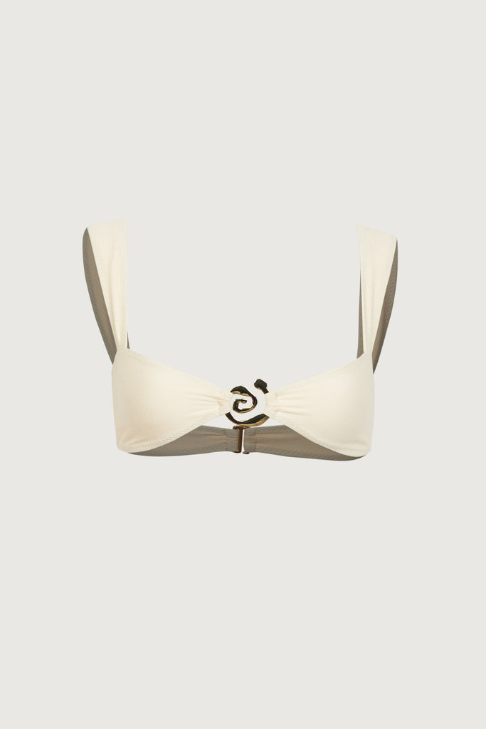 Spiral Bandeau Top (faux Suede Cream)