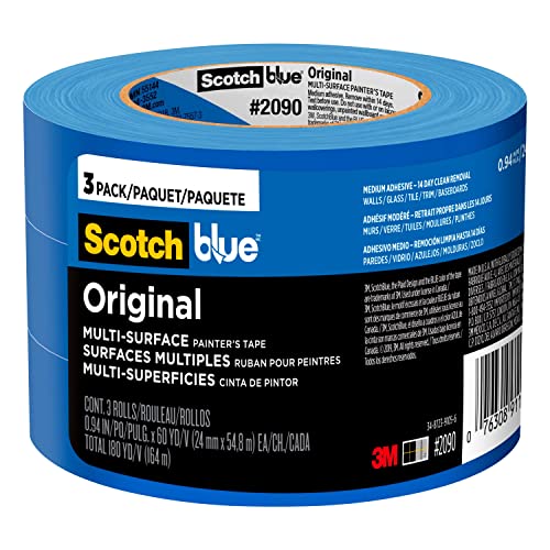 Scotch Scotchblue 2090-24ec3 Original Multi-Surface Painter’s Tape, 0.94" Width, Blue