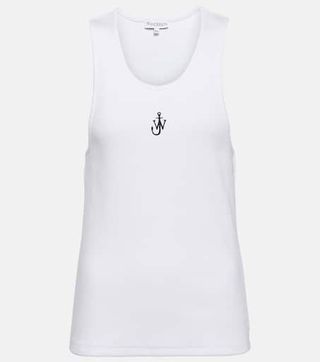 Logo Embroidered Cotton Tank Top