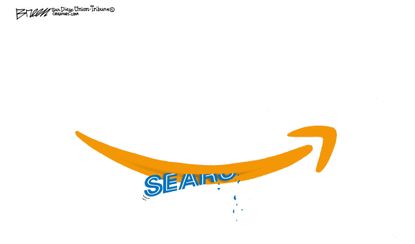 Editorial cartoon U.S. Sears bankruptcy closing Amazon ecommerce