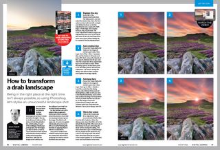 Photo of the Get the Look tutorial, covering landscape techniques in Adobe Photoshop, in the August 2024 issue of Digital Camera magazine