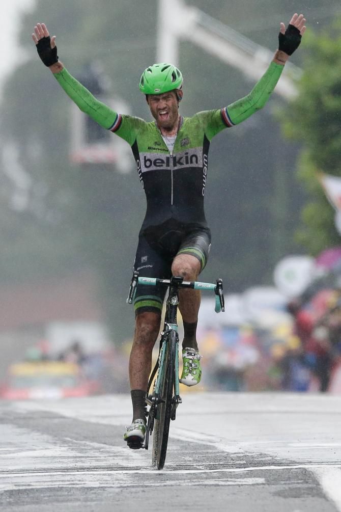 Lars Boom (Belkin) wins stage 5 of the Tour de France.