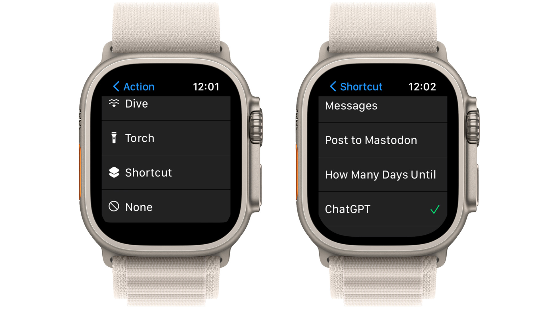 Apple Watch Ultra Action button settings