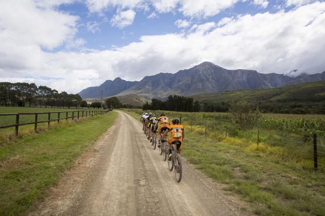 The lead riders head towards Greyton