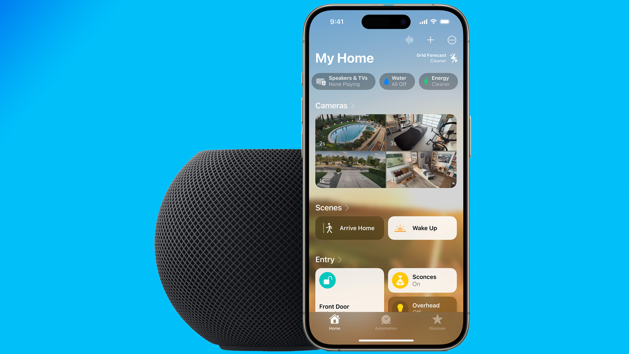 Apple HomePod mini in midnight with an iPhone