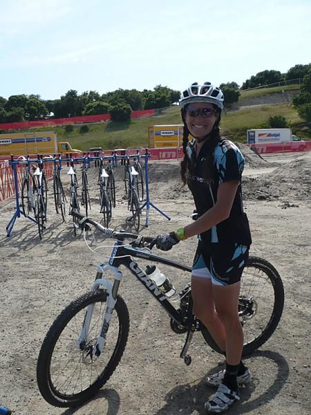 Kelli Emmett (Giant) led women on a ride around the cross country course on Thursday afternoon.