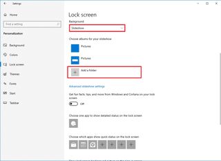 Lock screen slideshow settings