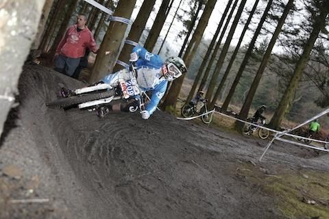 A racer nails a corner.