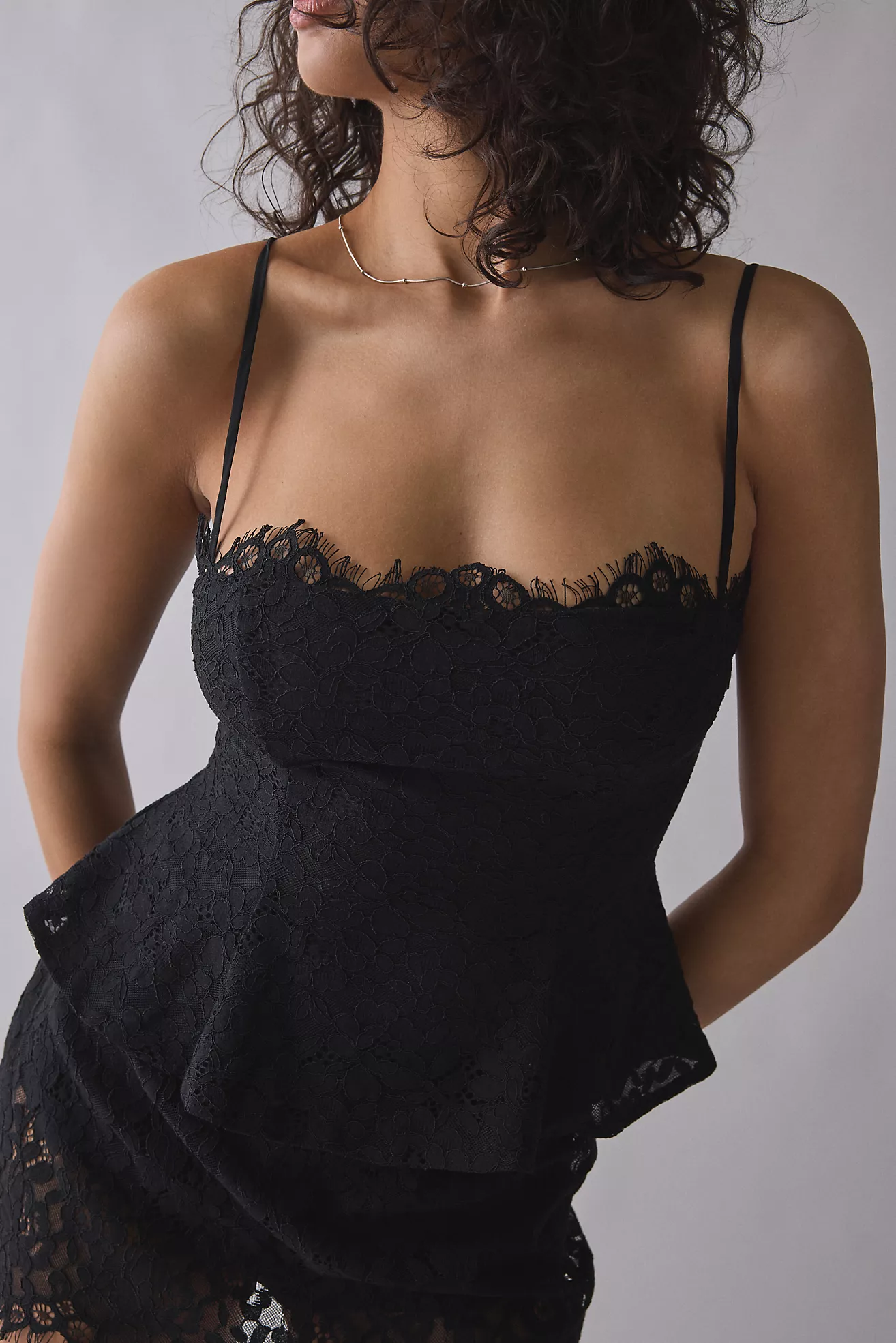 Afrm Ari Peplum Scalloped Lace Camisole