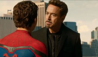 Spider-Man and RDJ as Tony Stark in Spider-Man: Homecoming