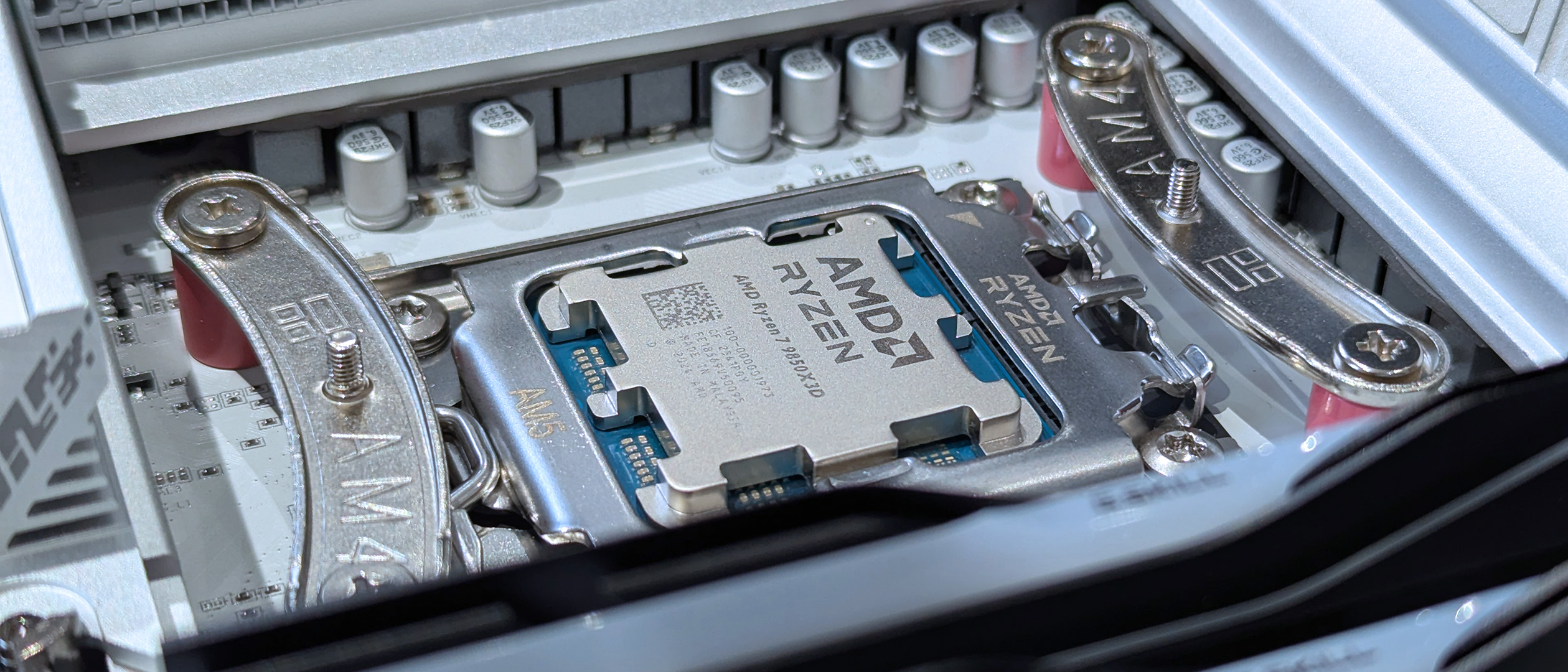 AMD Ryzen 7 9850X3D desktop processor up close