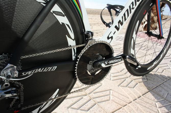 Martin&rsquo;s rig on training camp looks like it is still fitted with an enormous 58T chainring