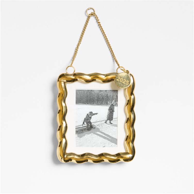 Gold Scalloped Photo Frame Christmas Tree Ornament
