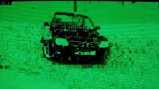 A matrix style car video on a Commodore.