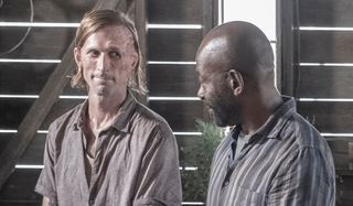 dwight and morgan at june and john's wedding fear the walking dead finale