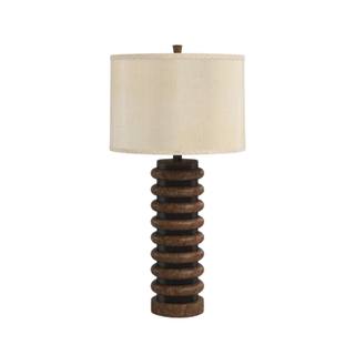 table lamp with cylindrical wooden base