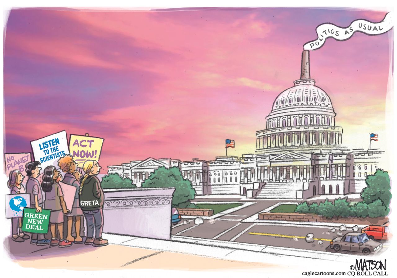 {oplitical Cartoon U.S. Greta Thunberg CO2 Conference