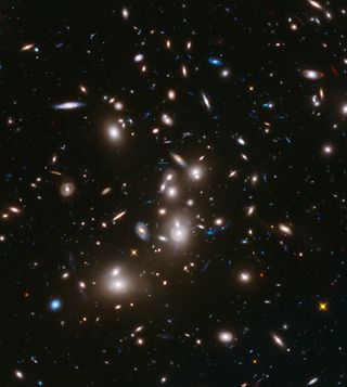 This long-exposure Hubble Space Telescope image of massive galaxy cluster Abell 2744 is the deepest ever made of any cluster of galaxies. It shows some of the faintest and youngest galaxies ever detected in space.