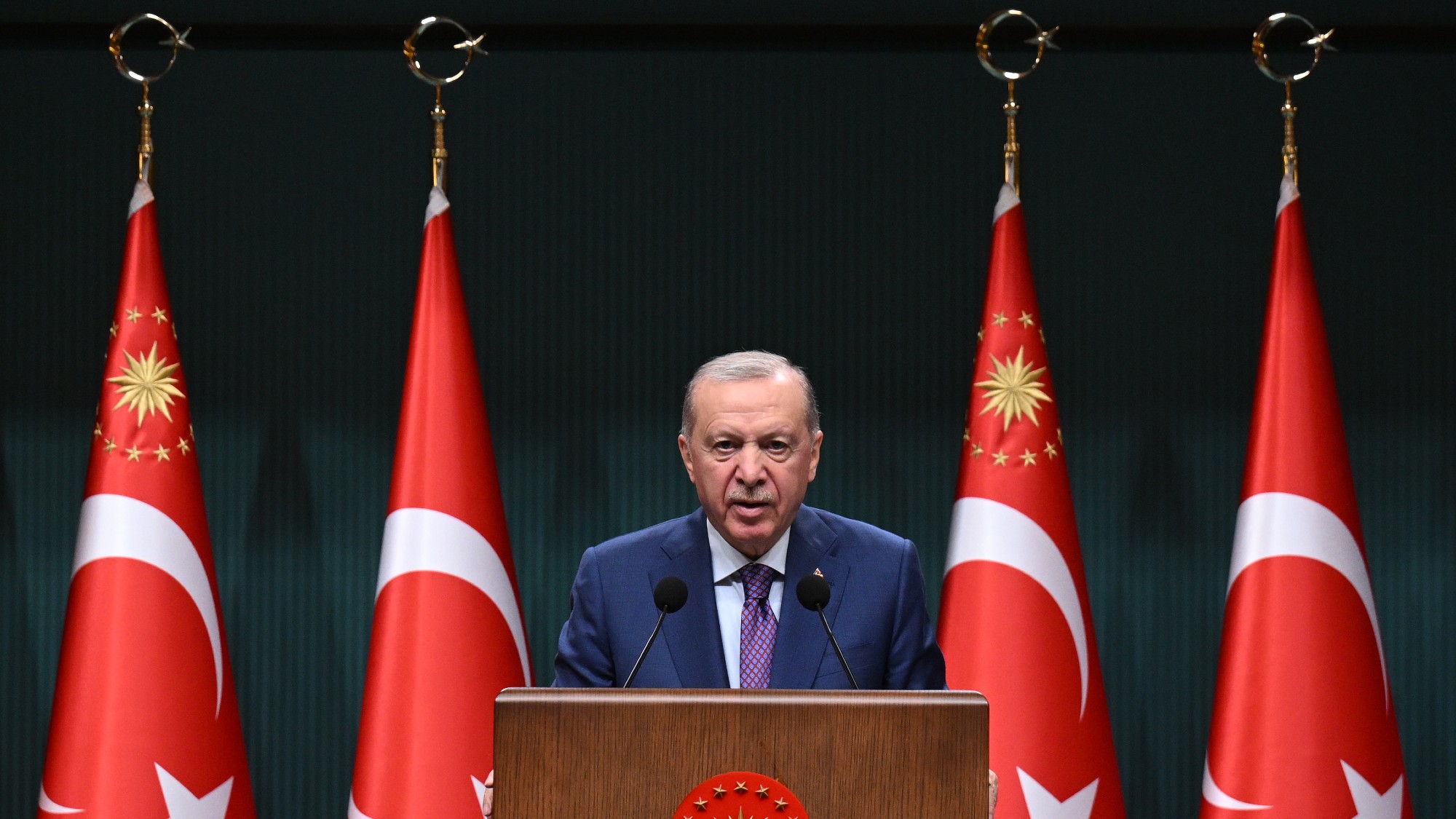 Turkey President Erdogan giving address