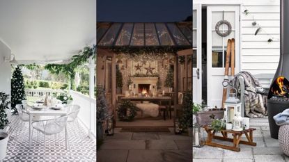Christmas patio ideas, in three separate homes